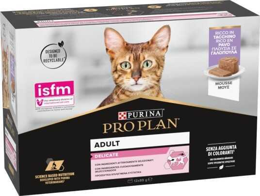 Pro Plan Våtfôr Purina Cat Delicate Sparepakke Mousse Kalkun 24 X 85 G