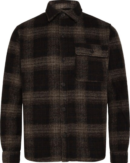 Clean Cut Copenhagen Richard Checked Overshirt DARK BROWN/BRINDLE BEIGE M