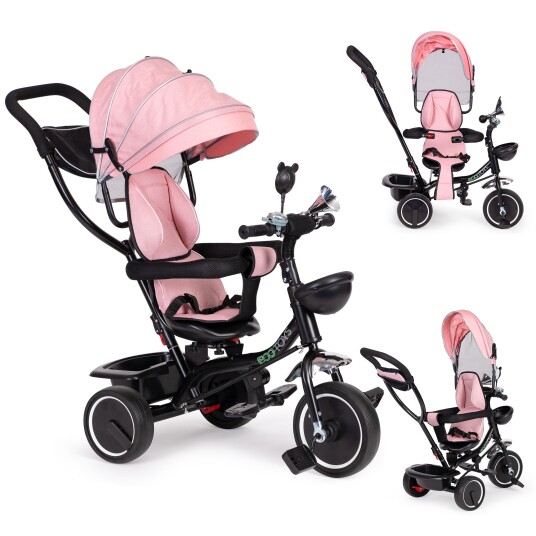 Trehjulssykkel med roterbart sete kalesje ECOTOYS Rosa Trehjulssykkel med roterbart sete kalesje ECOTOYS Rosa