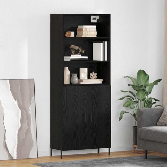 Høyskap Svart Eik 69,5 x 34 x 180 cm Konstruert tre