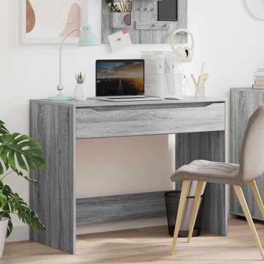 vidaXL Skrivebord med skuff Grå Sonoma 100 x 50 x 78 cm Konstruert tre