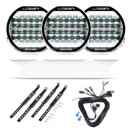 Ekstralys Lazer Sentinel 9 Highline Beacon White Rund / 23 cm / 130W 3 stk Komplett pakke
