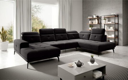 Devender Sofa m. Divan og Sjeselong Svart
