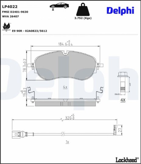Bremseklosser DELPHI LP4022