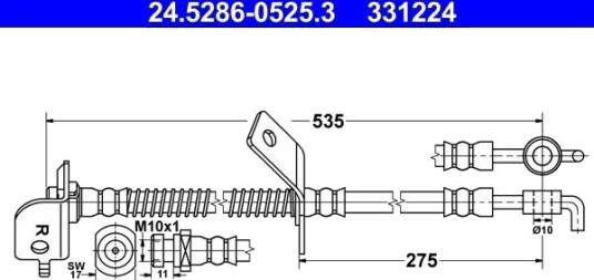 ATE 24.5286 0525.3 Bremseslange