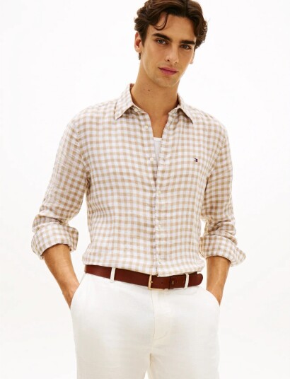 Tommy Hilfiger Linen Essential Gingham Rf Shirt Beige M Tommy Hilfiger Linen Essential Gingham Rf Shirt Beige M