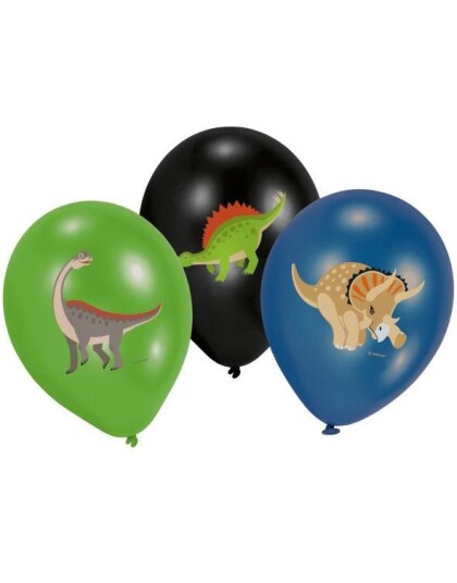6 stk 27,5 cm Happy Dinosaur Latexballonger