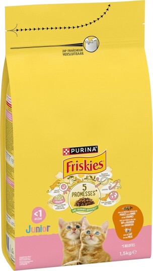 Friskies Tørrfôr Purina Junior Cat Med Og Grønnsaker Kylling Kalkun 1.5 kg