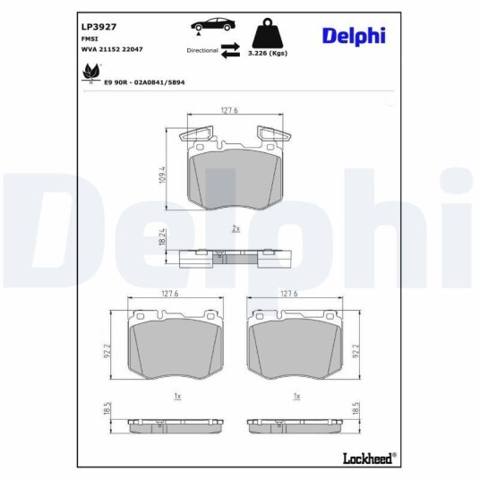 Bremseklosser DELPHI LP3927