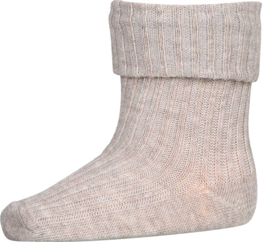 MP Bomull Rib Baby Sokker Light Brown Melange