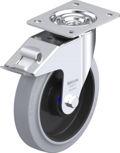 Blickle 850327 Le-Poev 200Xka-Fi-Sg Styrehjul Med Brems, Hjuldiameter 200 Mm, Bæreevne (Maks.) 300 Kg, 1 Stk