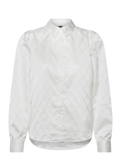 Vero Moda Vmviga Jacquard Ls Shirt Wvn Ga - White - XS
