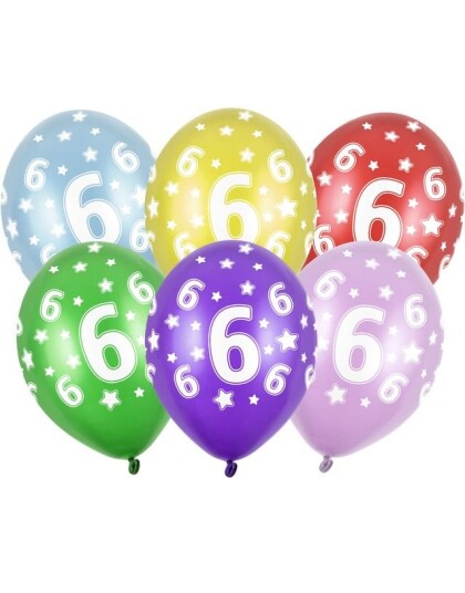 Partydeco 6 Tallet Flerfargede Ballonger 30 cm