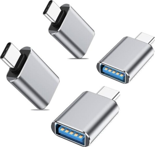 4-Pakning USB-C til USB 3.0 Adapter - Høyhastighets Data- og Ladekonverter Silver