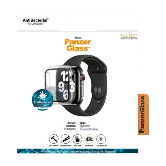 PanzerGlass Full Body Skjermbeskytter for Apple Watch 40mm - Transparent med Svart Ramme