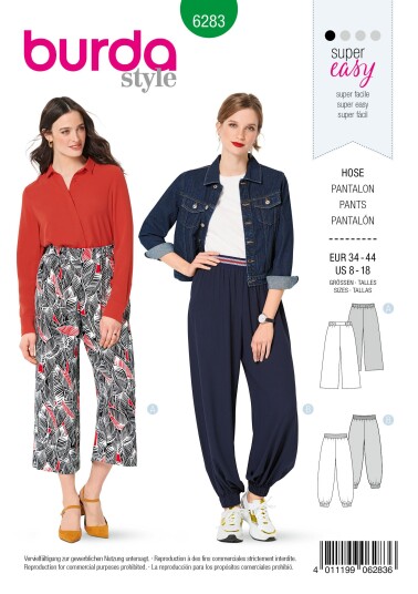 Burda 6283 - Bukse EUR: 34-44, US: 8-18