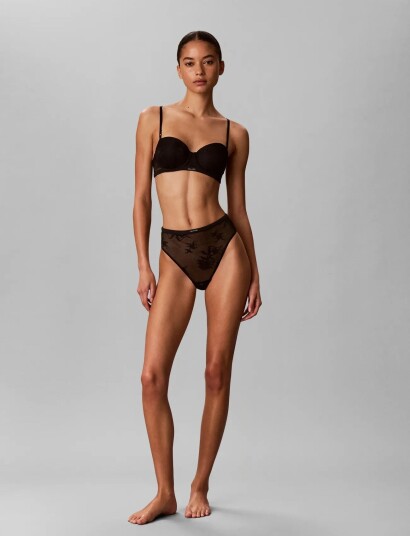 Calvin Klein High Leg Thong Black S