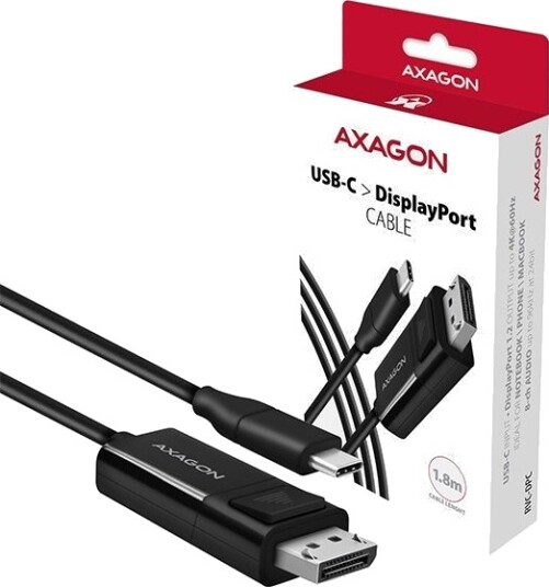 Axagon USB-C til DisplayPort kabel 1,8m 4K 60Hz Svart Axagon USB-C til DisplayPort kabel 1,8m 4K 60Hz Svart