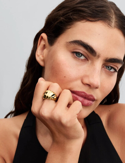 Pandora Rippled 14K Gold-Plated Ring - Gold - 60