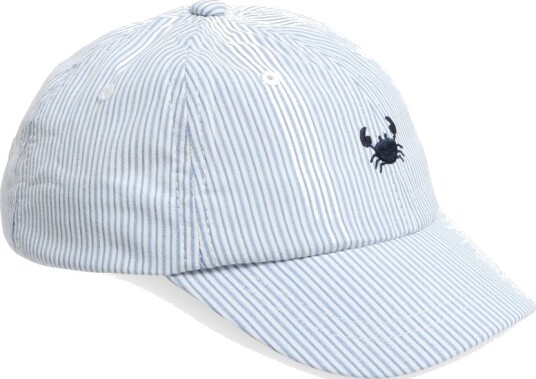 Mango Striped Cap With Embroidery Detail Blue 3 5