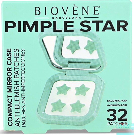 Biovène PIMPLE STAR PATCHES & MIRROR CASE Green Pimple Patches Anti-