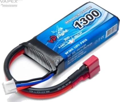 Li-Po 2S 7,4V 30C 1300 mAh, T-kontakt Vapex