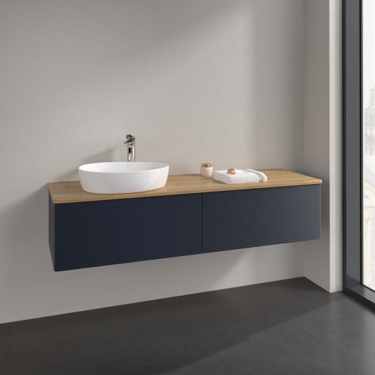 Villeroy & Boch Antao Servantskap med 2 skuffer 160x50x36 cm u/lys Blå Matt/Eik