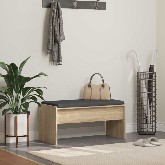 vidaXL Gangbenk med pute Sonoma eik 83 x 38 x 40 cm