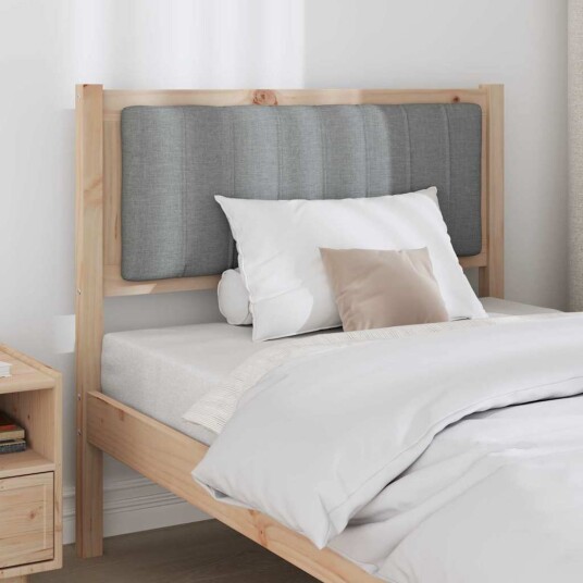 Polstret sengegavl med hodegjerde Brun 90 cm Massiv furu