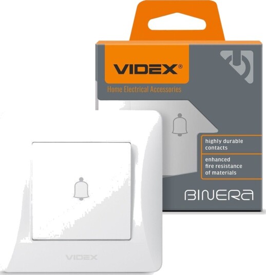 Videx Ringeklokke-bryter  86x86mm, IP20, hvit