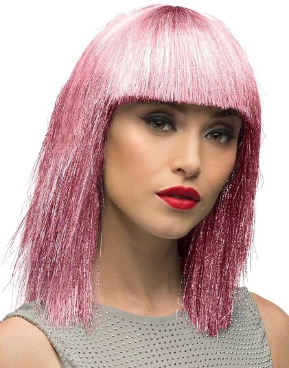 Crazy Pink Skinnende Rosa Parykk