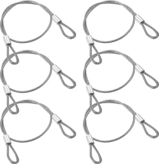 Prasacco 6 stk. ståltau med øyer, sølvfarget sikkerhetskabel i rustfritt stål 30 cm x 2 mm kabel for sykkellås, dørlås, bagasjelås[YJD]