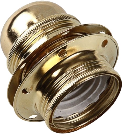Fatning E27 med 2 skjermringer messing