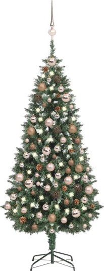 vidaXL Kunstig juletre med LED og kulesett og kongler 180 cm