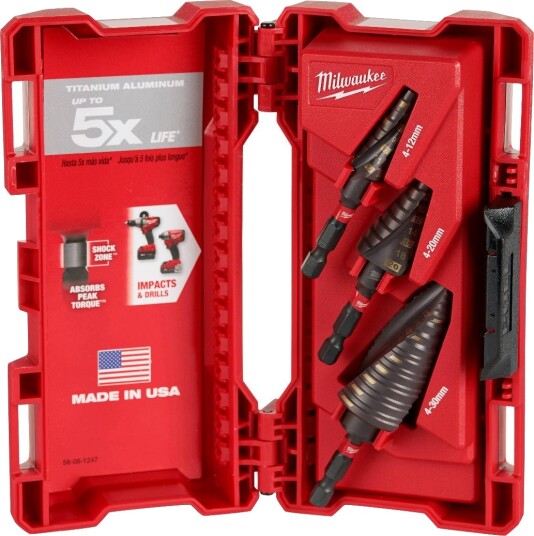 Milwaukee Trinnbor Sett 3 Deler Ø4-12mm, Ø4-20mm, Ø6-30mm til Elektroverktøy