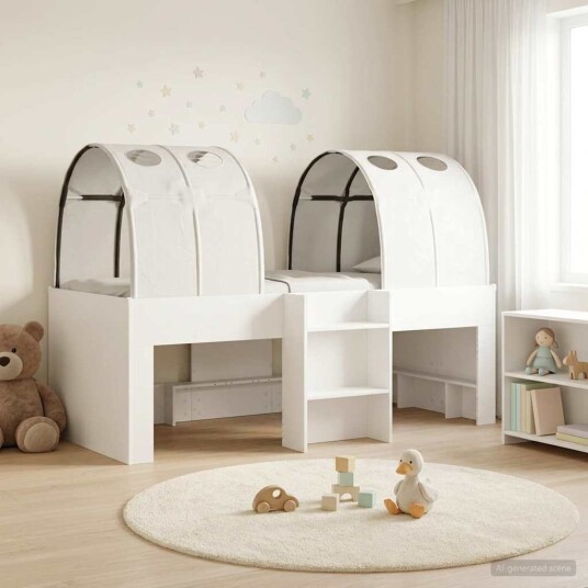  Seng med tunnel 4 pcs Hvit Konstruert tre