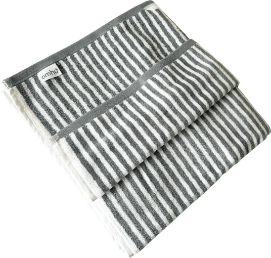 Omhu Økologisk Stribet Håndklæde   Frotté/Velour   Grey   50X100CM