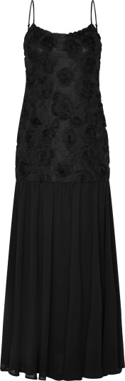Gina Tricot Embroidery Dropped Waist Dress   Black   42