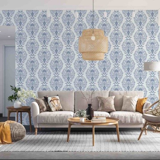 Namly Design Tapet Elegant Blått Blomsterdesign WPPRSS1803095983