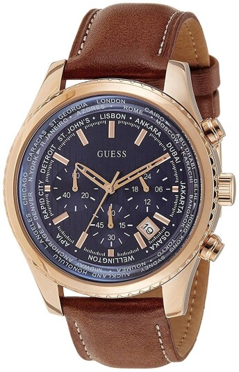 Guess Herreklokke GW0500G1 Pursuit Sort/Lær Ø44 mm