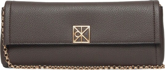 Calvin Klein Emblem Hw Pebble Clutch   Brown   ONE SIZE
