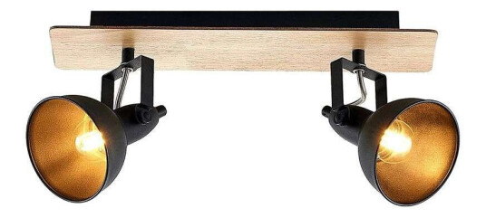 Lindby Aylis taklampe, svart, tre, 2 lyskilder Lindby Aylis taklampe, svart, tre, 2 lyskilder