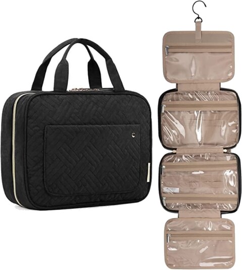 UNIQ Smart Hanging Travel Makeup Bag / Toalettmappe / Toalettmappe med 4 rom vanntett svart UNIQ Smart Hanging Travel Makeup Bag / Toalettmappe / Toalettmappe med 4 rom vanntett svart