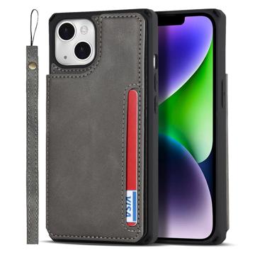 iPhone 14 Plus Magnetic Kickstand Lommebok-deksel Grå