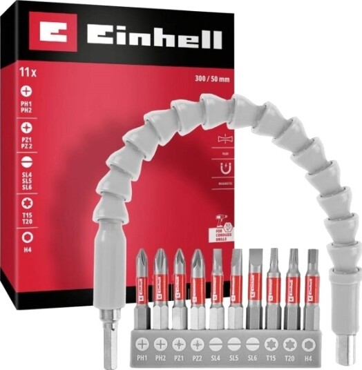 Einhell 133115 Bitssett 11 Deler: Sporskrue, Ph, Pz, T-Profil, Innvendig Sekskant, Sekskant Inkl. Bitsfatning (133115)