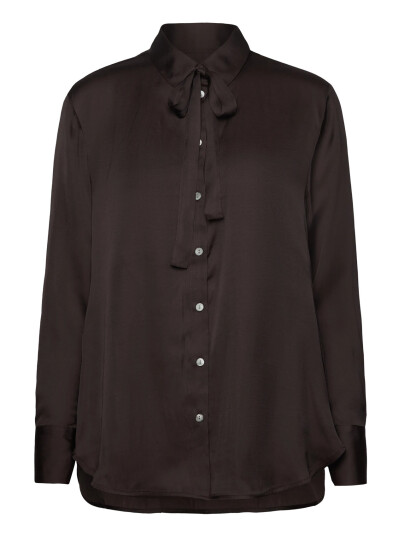 Rosemunde Rwmessina Ls Bow Shirt - Brown - 38 Rosemunde Rwmessina Ls Bow Shirt - Brown - 38