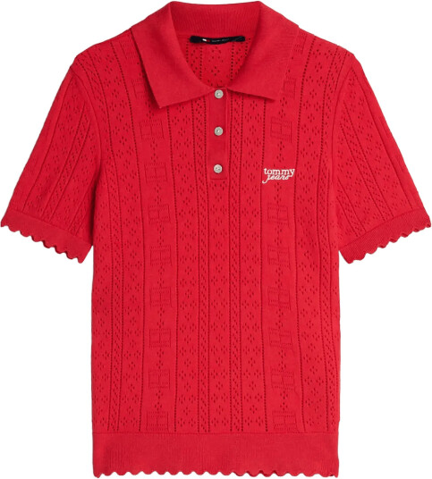 Tommy Jeans Tjw Pointelle Polo Sweater Red S