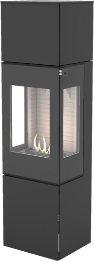 Nexo 160 svart frittstående biopeis med sideglass og glassdør Nexo 160 svart frittstående biopeis med sideglass og glassdør