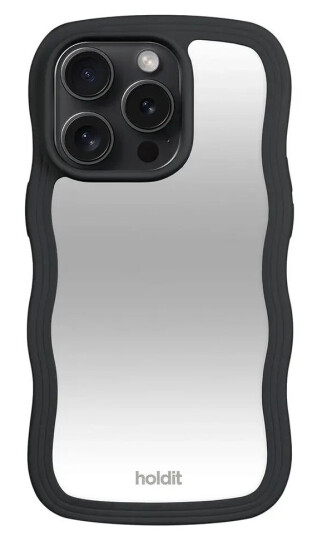 Holdit iPhone 15 Pro Wavy Deksel - Black / Mirror