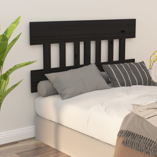 vidaXL Sengegavl svart 143,5x3x81 cm heltre furu